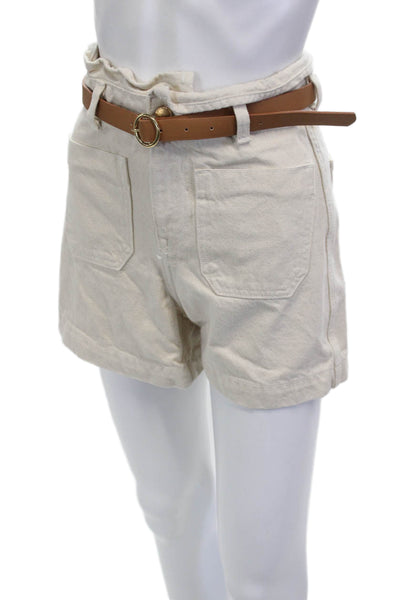 Zara Unisex Chino Shorts Beige Cotton Buckle Size 0