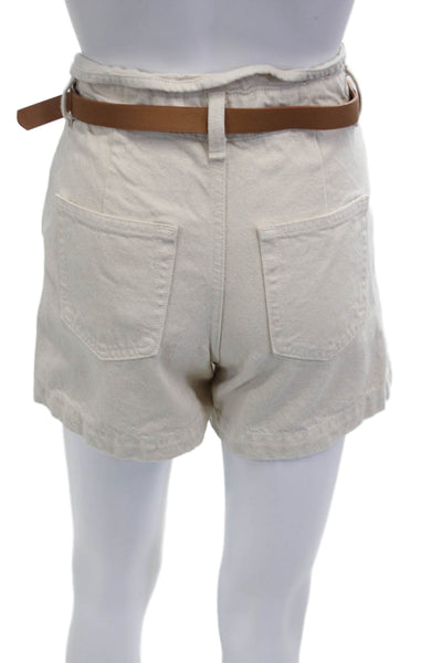Zara Unisex Chino Shorts Beige Cotton Buckle Size 0