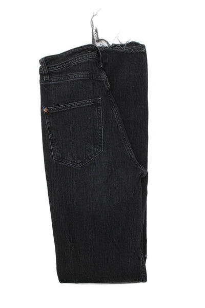 Zara Women Mom Straight Jeans Black High Rise Size 0