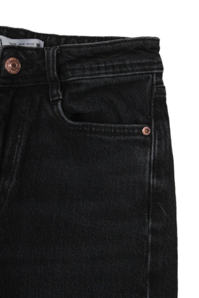 Zara Women Mom Straight Jeans Black High Rise Size 0
