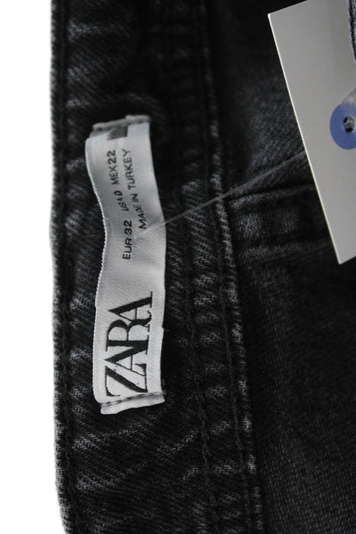 Zara Women Mom Straight Jeans Black High Rise Size 0