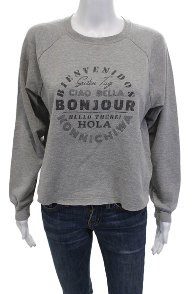Maeve Anthropologie Women Pullover Sweatshirt Gray Quote Crewneck Size XS