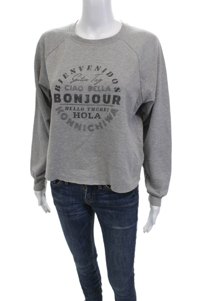 Maeve Anthropologie Women Pullover Sweatshirt Gray Quote Crewneck Size XS