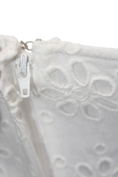 Society Amuse Women Cropped Blouse White Floral Neck Short Sleeve Size XS