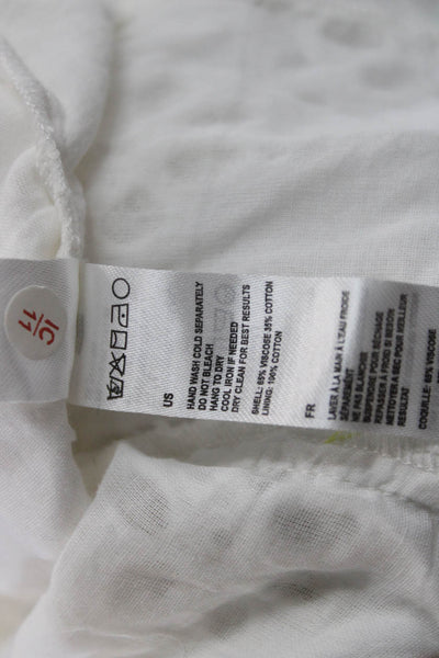 Society Amuse Women Cropped Blouse White Floral Neck Short Sleeve Size XS