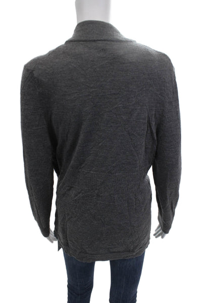Talbots Unisex Dark Gray Merino Wool Cardigan Long Sleeve Size XL
