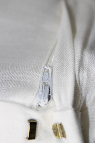 Massimo Dutti Womens Ankle Cropped Dress Pants White Cotton Blend Size 4
