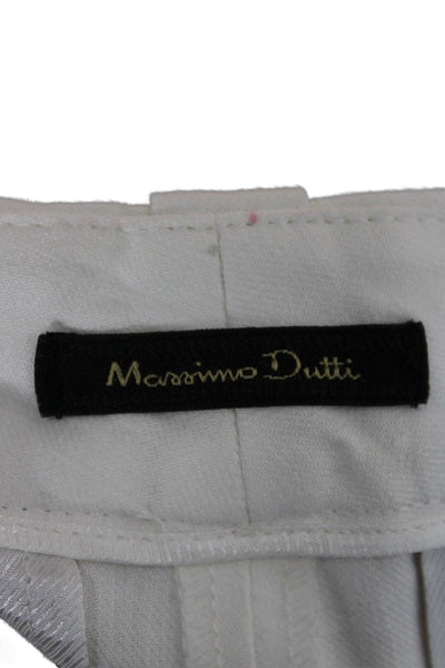 Massimo Dutti Womens Ankle Cropped Dress Pants White Cotton Blend Size 4