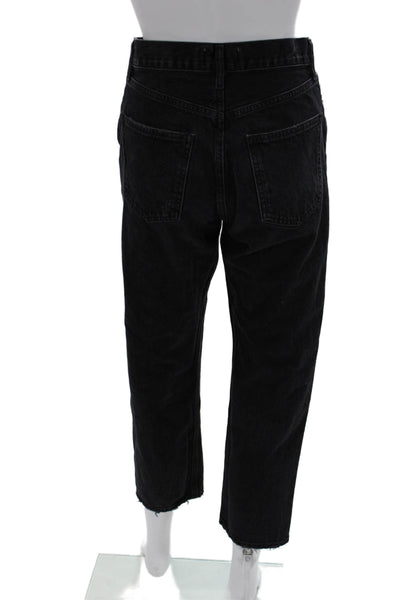 Agolde Unisex Cropped Straight Jeans Black High Rise Size 24