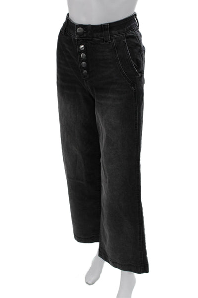 Democracy Women Cropped High Rise Dark Gray Jeans Cotton Stretch Size 6P