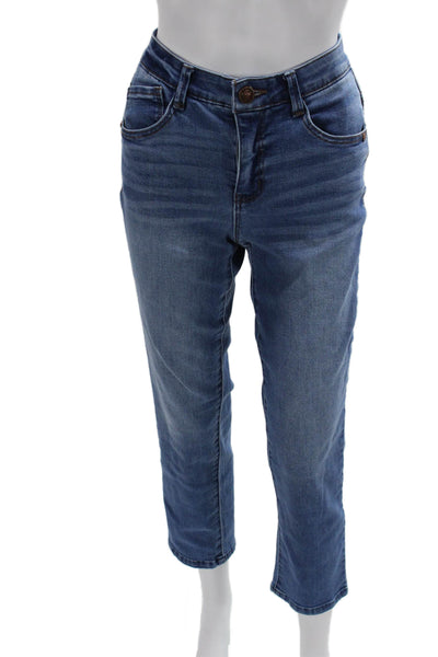 Democracy Womens Cropped Straight High Rise Blue Jeans Size 2P