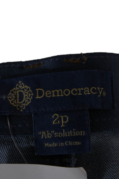 Democracy Womens Cropped Straight High Rise Blue Jeans Size 2P