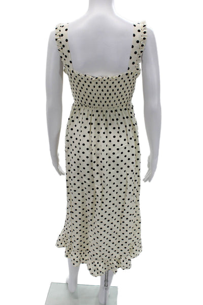 Zara Women Beige Polka Dot Sundress Square Neck Sleeveless Bohemian Size S