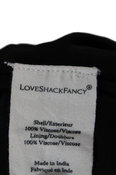 Love Shack Fancy Womens Black Blouson Mini Dress Long Sleeve Round Neck Size XS