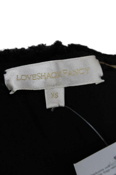 Love Shack Fancy Womens Black Blouson Mini Dress Long Sleeve Round Neck Size XS