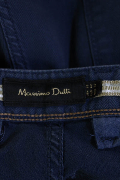 Massimo Dutti Mens Chino Pants Dark Blue Button Closure 98% Cotton Size 32