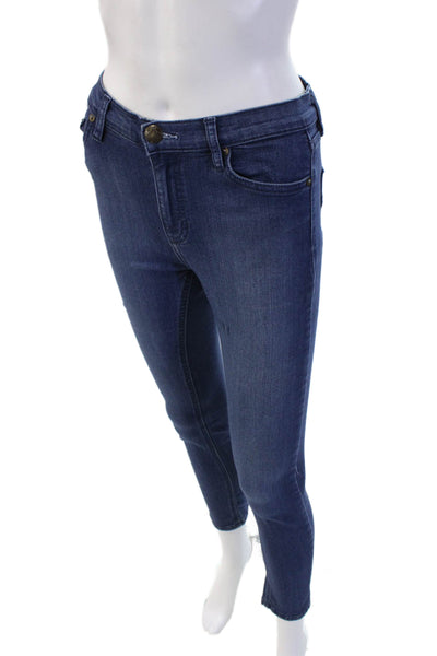 Free People Womens Ankle Skinny High Rise Jeans Dark Blue Button Size 26