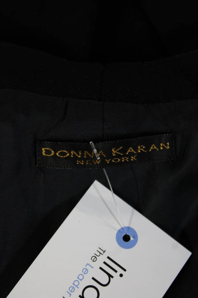 Donna Karan New York Mens Black Silk Suit Vest Collared Button Solid Size L