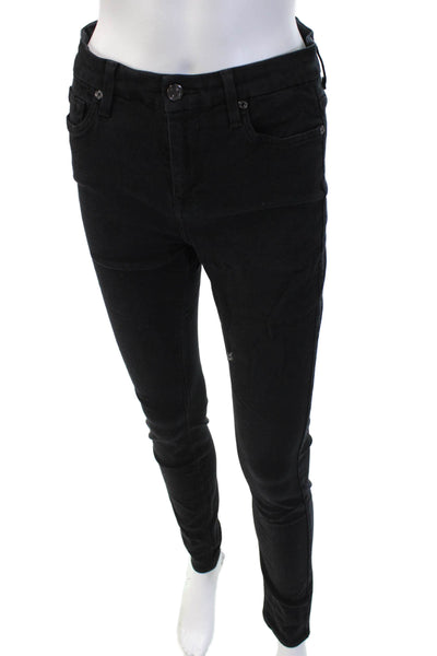 7 For All Mankind Women Black Mid Rise Jeggings Size 28