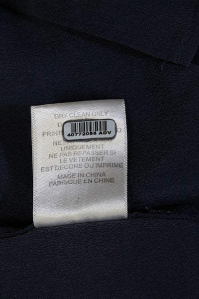 Equipment Femme Women Shirt Dress Dark Blue Silk Button Short Sleeve Size L
