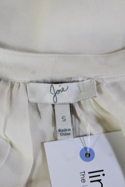 Joie Women Tunic Blouse V-Neck 3/4 Sleeve Beige Rayon Size S