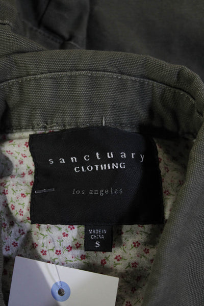 Sanctuary Womens Military Vest Green Collared Zip Sleeveless Cotton Size S