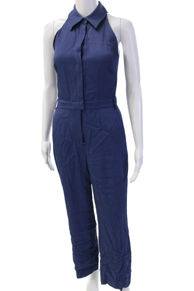 Reiss Womens Blue Viscose V Neck Sleeveless Jumpsuit Size 0