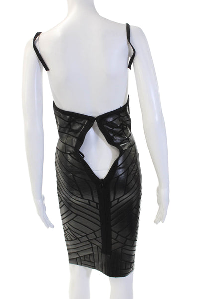 Alberto Makali Womens Bodycon Pencil Dress Black V Neck Sleeveless Zip Size XS