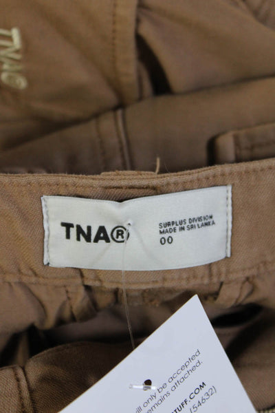 TNA Unisex Cargo Khaki Pants Brown Buckle 100% Cotton Size 00