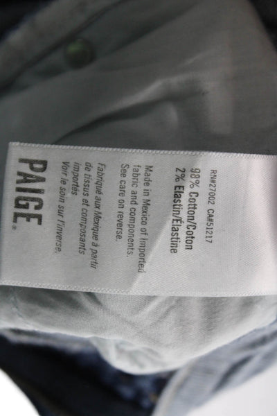 Paige Womens Cropped Straight Dark Blue Jeans Mid Rise Button Size 28