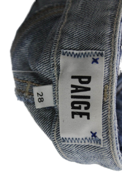 Paige Womens Cropped Straight Dark Blue Jeans Mid Rise Button Size 28