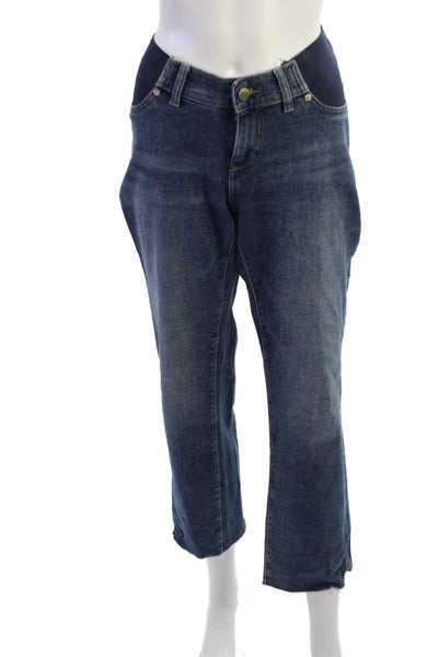 DL1961 Women High Rise Cropped Tapered Dark Blue Maternity Jeans Size 28