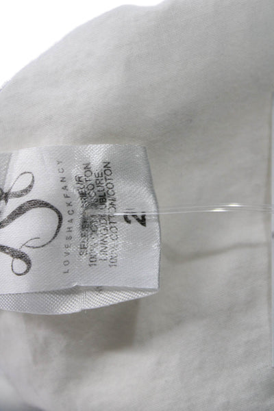 Love Shack Fancy Womens White Mini Sundress V Neck Zip Cotton Boho Size 2