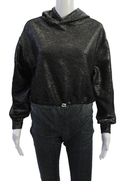 Pilcro Anthropologie Womens Pullover Hoodie Black Long Sleeve Size 2XS