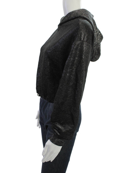 Pilcro Anthropologie Womens Pullover Hoodie Black Long Sleeve Size 2XS