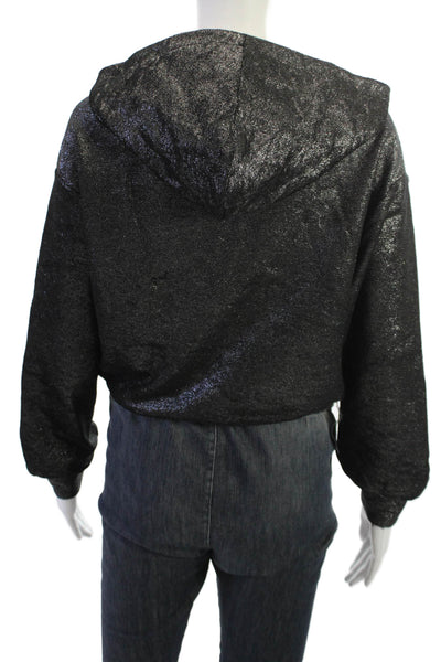 Pilcro Anthropologie Womens Pullover Hoodie Black Long Sleeve Size 2XS