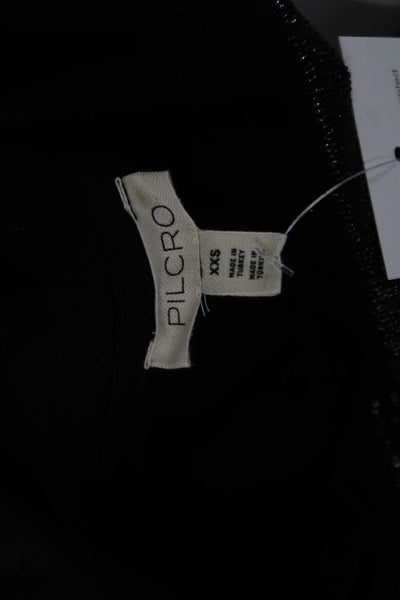 Pilcro Anthropologie Womens Pullover Hoodie Black Long Sleeve Size 2XS