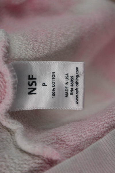 NSF Womens Pullover Hoodie White High Neck Cotton Long Sleeve Size XS