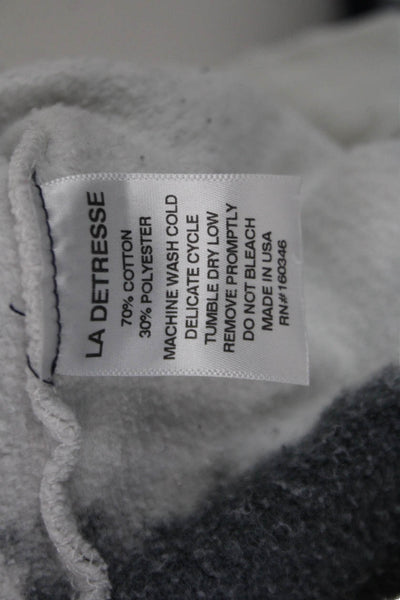 La Detresse Unisex Pullover Hoodie Dark Gray Drawstring Cotton Size XS