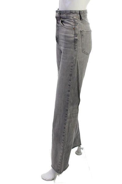 Zara Womens Wide Leg Straight Gray Jeans High Rise Button Size 0