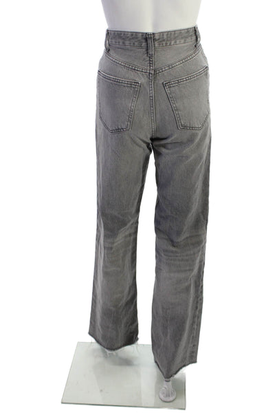 Zara Womens Wide Leg Straight Gray Jeans High Rise Button Size 0
