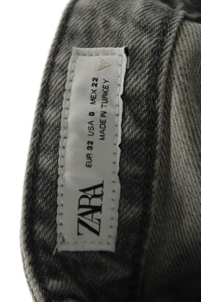 Zara Womens Wide Leg Straight Gray Jeans High Rise Button Size 0