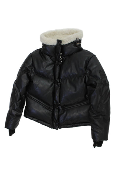 SAM Girls Zippered Button-Down Long Sleeve Basic Puffer Coat Black Size 6