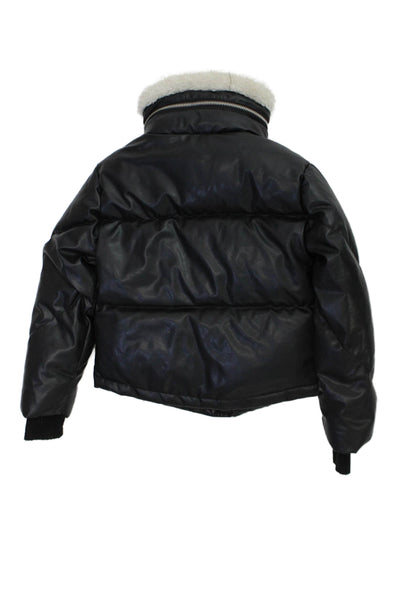 SAM Girls Zippered Button-Down Long Sleeve Basic Puffer Coat Black Size 6