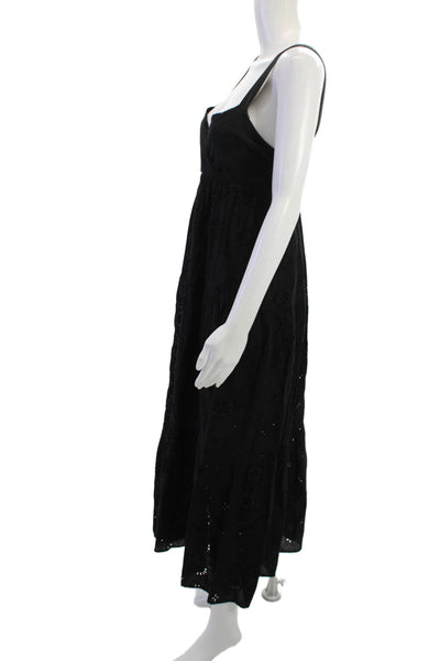 Zara Womens Maxi Sundress Black Cotton V Neck Sleeveless Boho Size XS