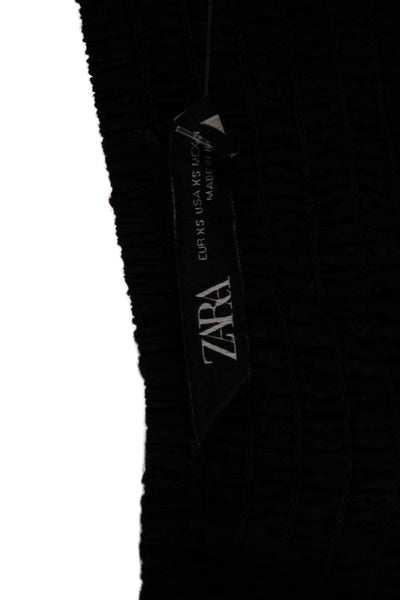 Zara Womens Maxi Sundress Black Cotton V Neck Sleeveless Boho Size XS