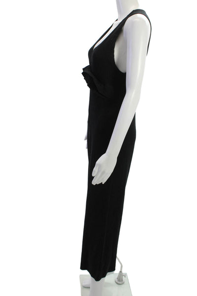 Zara Trafaluc Womens Jumpsuit Black V Neck Sleeveless Cotton Blend Size S