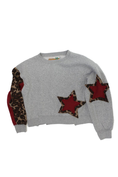 Vintage Havana Childrens Girls Star Applique Sweater Grey Cotton Size 16