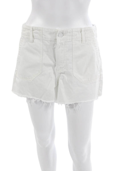 Paige Unisex White Beach Shorts Button 60% Cotton 40% Lyocell Size 27