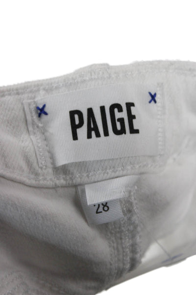 Paige Unisex White Button Front Cotton Blend Beach Shorts Size 28